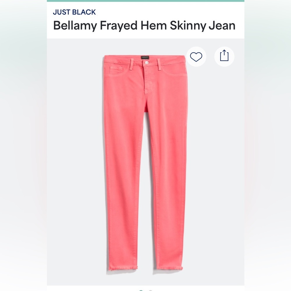 Just Black Coral Skinny Frayed Hem Ankle Jeans